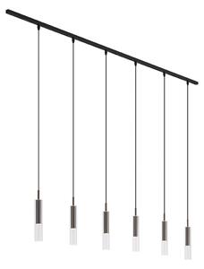 Moderný koľajnicový systém čierny so 6 závesnými svietidlami tmavý bronz 1-fázový - Slimline Loyce