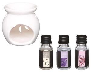 DekorStyle Aroma lampa biela + 3 kvetinové oleje Atmosphera