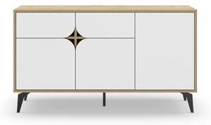 Nízka komoda v dekore duba v bielo-prírodnej farbe 140x79 cm Nola – Marckeric