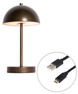 Vonkajšia stolná lampa tmavý bronz nabíjateľná vrátane LED 3-stupňové stmievanie - Keira
