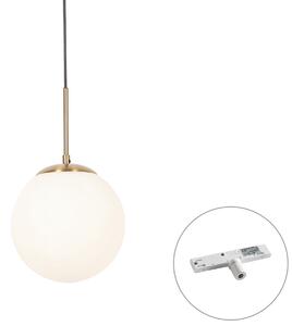 Závesná lampa Art Deco zlatá s opálovým sklom vrátane bieleho adaptéra na koľajnicu 1-fázová - Slimline Flore