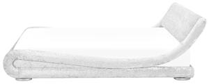 Posteľ strieborná zamatová čalúnená 180x200 cm zaoblený dizajn