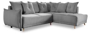 Sivá menčestrová rozkladacia rohová pohovka (pravý roh) Lazy Lukka – Miuform