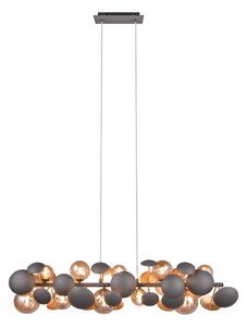 Závesné svietidlo so skleneným tienidlom v šedo-zlatej farbe Bubble – Trio Select