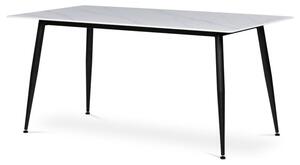 Stôl jedálenský 160x90, doska biely spekaný kameň v imitácii matného mramoru (a-406M biely)