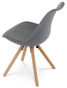 Jedálenská stolička, plastová škrupina, sedák ekokoža sivá (a-762 sivá)