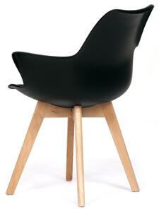 Stolička jedálenská, čierna plastová škrupina, sedák ekokoža, nohy buk (a-771 čierna)