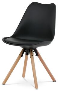 Jedálenská stolička, plastová škrupina, sedák ekokoža čierna (a-762 čierna)