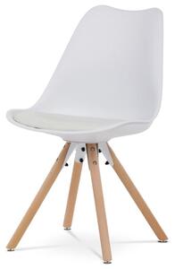 Jedálenská stolička, plastová škrupina, sedák ekokoža biela (a-762 biela)