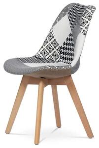 Jedálenská stolička, poťah látka patchwork, drevené nohy (a-763 patchwork)