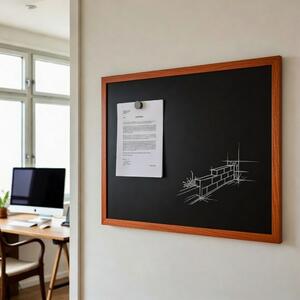 Čierna magnetická tabuľa NATURE LINE v drevenom ráme MAHAGÓN 50x50 cm