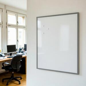 Biela magnetická tabuľa v šedom drevenom ráme COLOR 90x60 cm