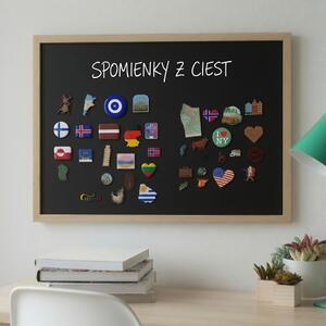Čierna tabuľa na magnetky v drevenom prírodnom ráme CLASSIC 60x40 cm