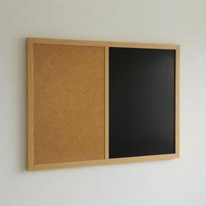 Kombinovaná tabuľa čierna v drevenom ráme NATURE LINE Svetlý dub 60x40 cm