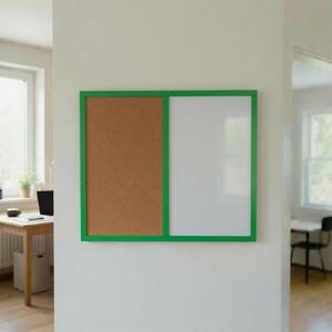 Kombinovaná tabuľa biela v zelenom drevenom ráme COLOR 60x40 cm