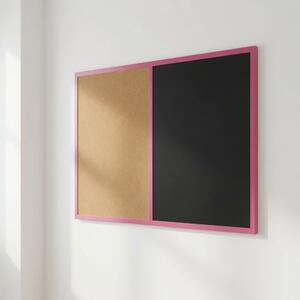 Kombinovaná tabuľa čierna v ružovom drevenom ráme COLOR 60x40 cm
