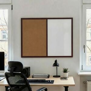 Kombinovaná tabuľa biela v drevenom ráme NATURE LINE Palisander 60x40 cm