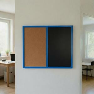 Kombinovaná tabuľa čierna v modrom drevenom ráme COLOR 60x40 cm