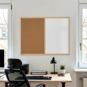 Kombinovaná tabuľa biela v drevenom ráme CLASSIC 60x40 cm