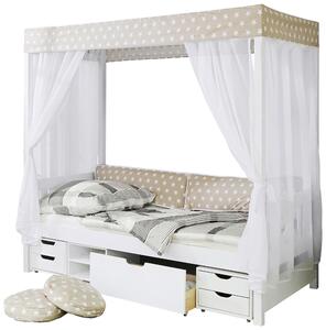 POSTEĽ S NEBESAMI, 90/200 cm biela, béžová MID.YOU - Postele, Online Only