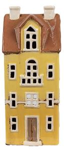 Žltý keramický svietnik na čajovú sviečku domček Candle Village - 11*9*25 cm - Clayre & Eef