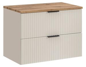Comad Závesná skrinka pod umývadlo Adel Cashmere s doskou 80 cm kašmír/dub wotan