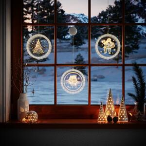 AmeliaHome LED svetelná ozdoba na okno CHRISTMAS TREE kruhová biela