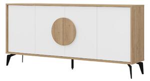 Nízka komoda v dekore duba v bielo-prírodnej farbe 180x82 cm Vae – Marckeric