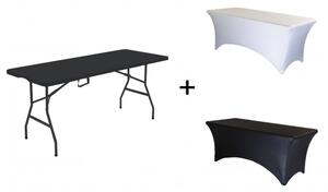 AKCE TENTino Skládací stůl 180x76 cm PŮLENÝ, bílý, STL180P Barva ubrusu: BÍLÁ / WHITE