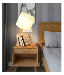 Krémovobiela stolová lampa z masívneho dreva (výška 46 cm) WoodenMan – Squid Lighting