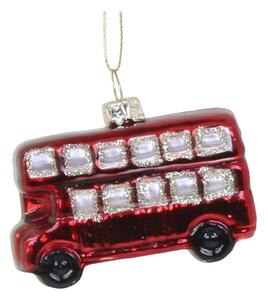 Červená sklenená vianočná ozdoba autobus - 6*3*5 cm - Chic Antique