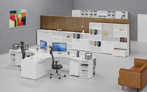 Kancelársky rohový pracovný stôl PRIMO WHITE, 1800 x 1200 mm, ľavý, biela