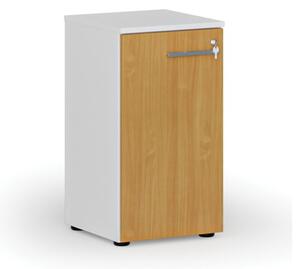 Nízka kancelárska skriňa s dverami PRIMO WHITE, 740 x 400 x 420 mm, biela/buk