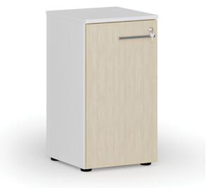 Nízka kancelárska skriňa s dverami PRIMO WHITE, 740 x 400 x 420 mm, biela/orech