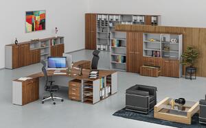 Kombinovaná kancelárska skriňa PRIMO GRAY, 1087 x 400 x 420 mm, sivá/orech