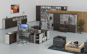 Kancelársky písací stôl rovný PRIMO GRAY, 1800 x 800 mm, sivá/wenge