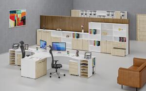 Kombinovaná kancelárska skriňa PRIMO WHITE, 1087 x 800 x 420 mm, biela/dub prírodná