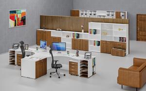 Kombinovaná kancelárska skriňa PRIMO WHITE, 1087 x 400 x 420 mm, biela/orech