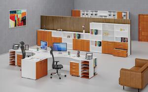 Kancelársky písací stôl rovný PRIMO WHITE, 1600 x 800 mm, biela/čerešňa