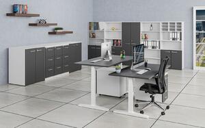 Kombinovaná kancelárska skriňa PRIMO WHITE, dvere na 3 poschodia, 2128 x 800 x 420 mm, biela/grafit