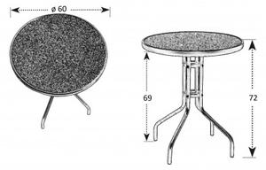Derby RAINBOW - oceľový stôl s keramickou doskou guľatý Ø 60 cm