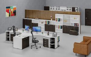 Kancelársky rohový pracovný stôl PRIMO WHITE, 1800 x 1200 mm, pravý, biela/wenge