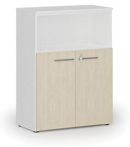 Kombinovaná kancelárska skriňa PRIMO WHITE, 1087 x 800 x 420 mm, biela/breza