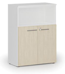 Kombinovaná kancelárska skriňa PRIMO WHITE, 1087 x 800 x 420 mm, biela/buk