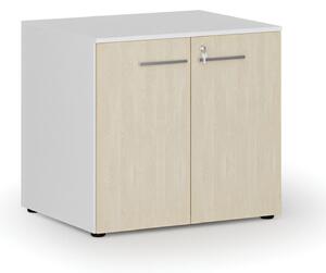 Kancelárska skriňa s dverami PRIMO WHITE, 735 x 800 x 640 mm, biela/orech
