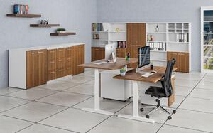 Kombinovaná kancelárska skriňa PRIMO WHITE, dvere na 4 poschodia, 2128 x 800 x 420 mm, biela/orech