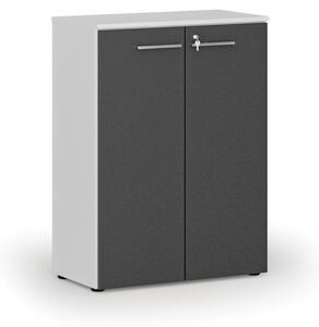 Kancelárska skriňa s dverami PRIMO WHITE, 1087 x 800 x 420 mm, biela/grafit