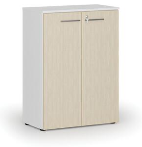 Kancelárska skriňa s dverami PRIMO WHITE, 1087 x 800 x 420 mm, biela/čerešňa