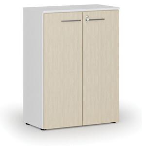 Kancelárska skriňa s dverami PRIMO WHITE, 1087 x 800 x 420 mm, biela/breza