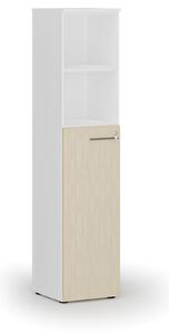 Kombinovaná kancelárska skriňa PRIMO WHITE, dvere na 3 poschodia, 1781 x 400 x 420 mm, biela/wenge